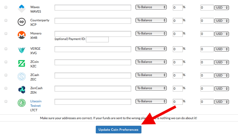 CoinPayments preference