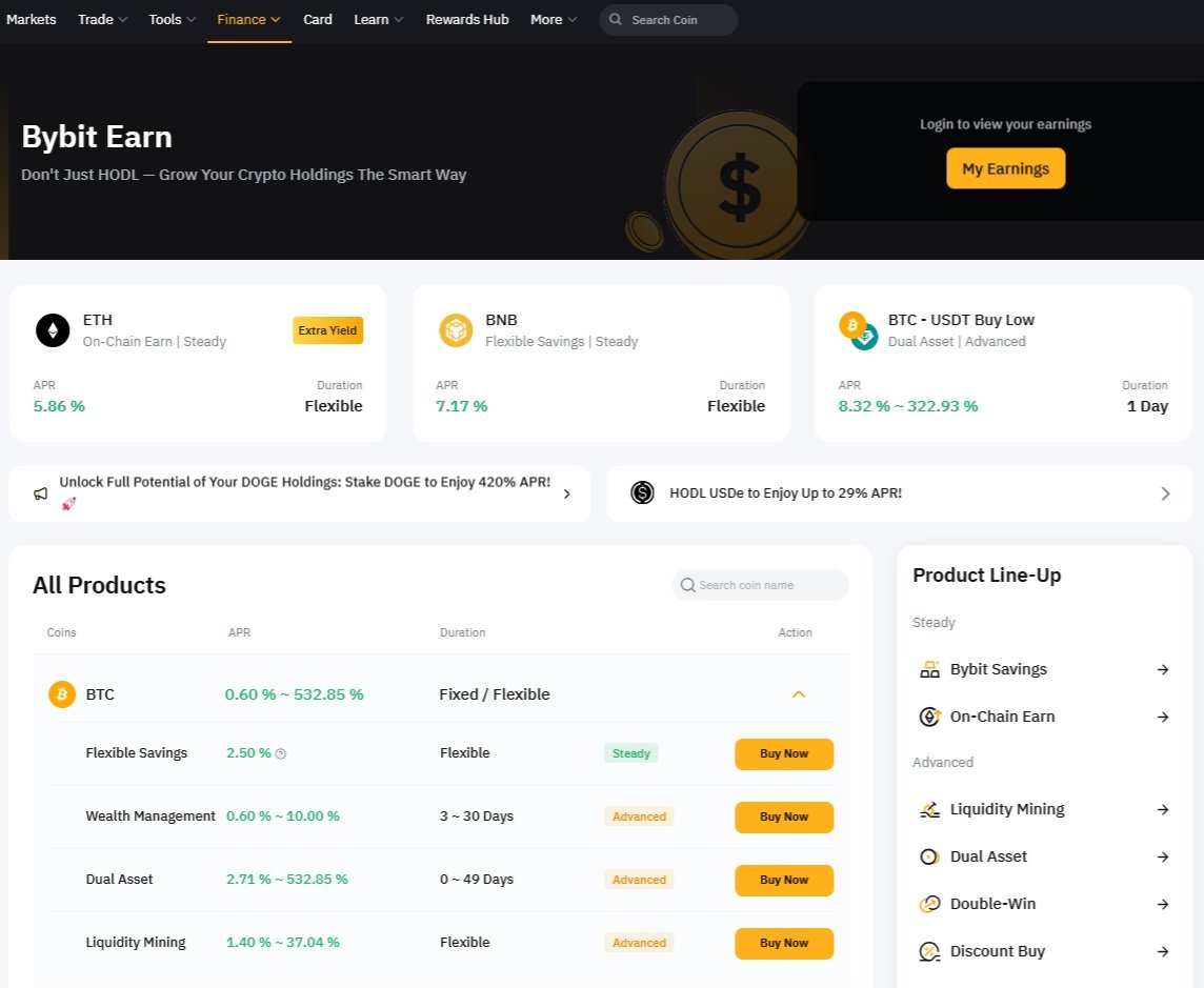 Burza Bybit nabízí uživatelům mnoho služeb a produktů. Jedním z nich je i populární Bybit Earn