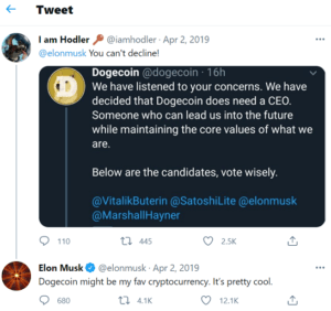 Bitcoin-Tweet von Elon Musk, Dogecoin von Elon Musk