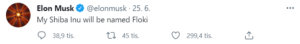 Твит Илона Маска о биткойнах, Dogecoin Илона Маска