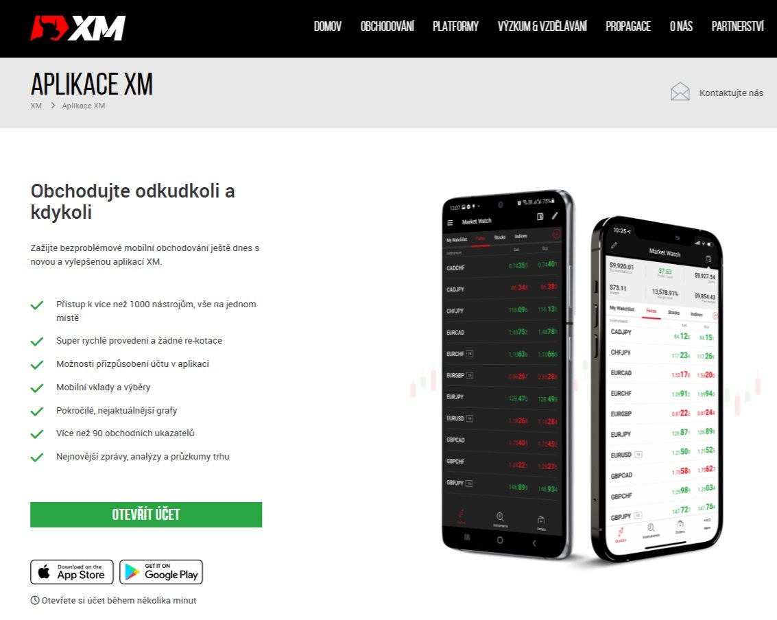 Aplikace pro obchodování na burze brokera XM dává obchodníkům možnost obchodovat i mimo domov