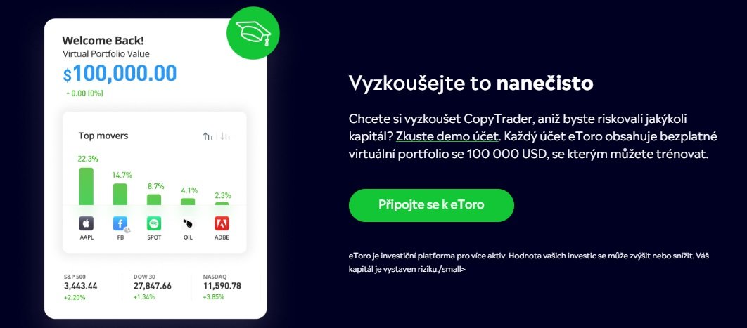 eToro nabízí jednu z nejlepších platforem na světě, jejíž součástí je i copy trading