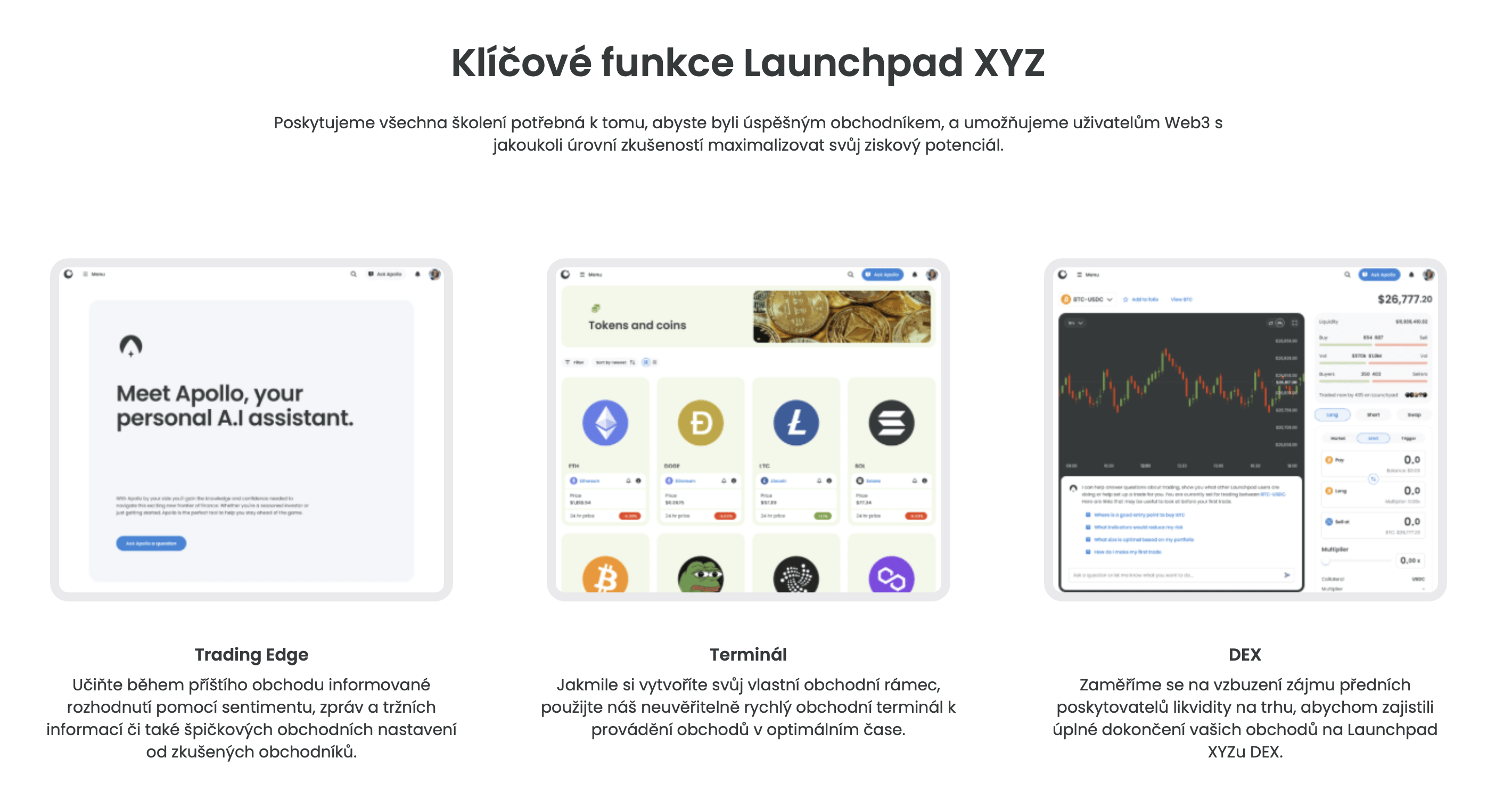 Launchpad XYZ_klíčové funkce