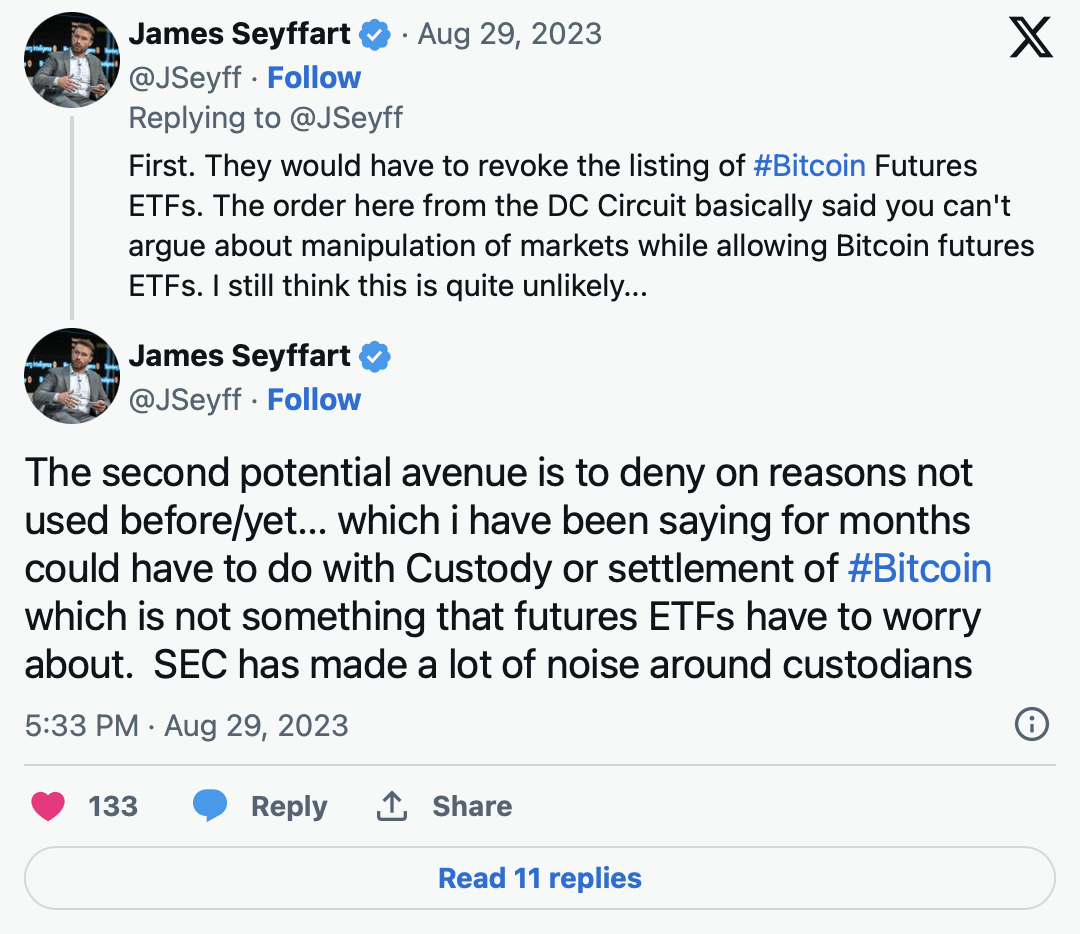James Seyffart_X post regarding the SEC
