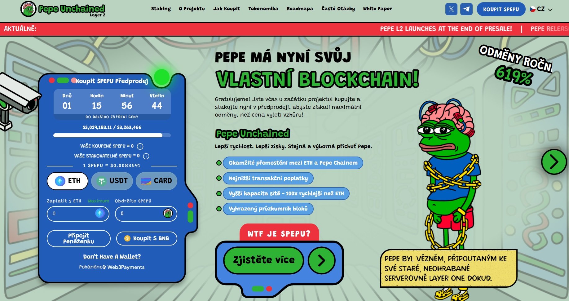 Pepe Unchained může být zajímavým zpestřením investičního portfolia, protože se řadí mezi začínající kryptoměny s velkým potenciálem