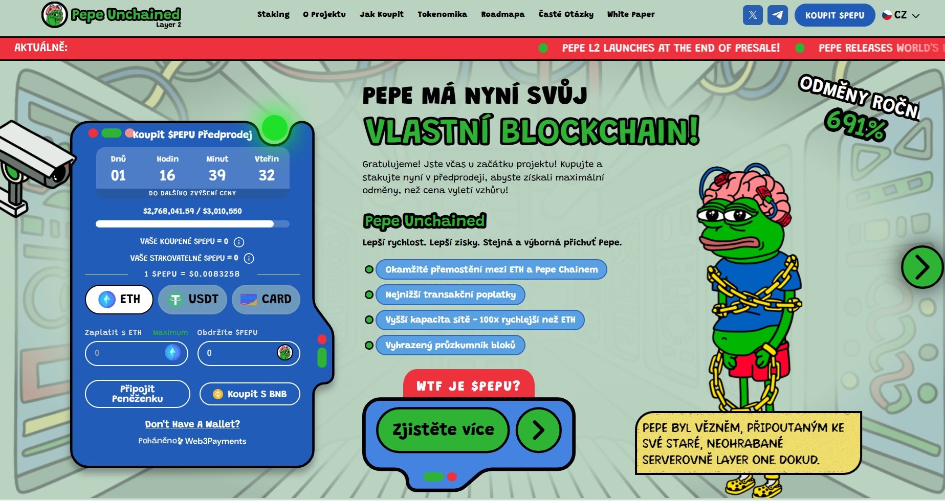 Pepe Unchained jako alternativa k bitcoinu