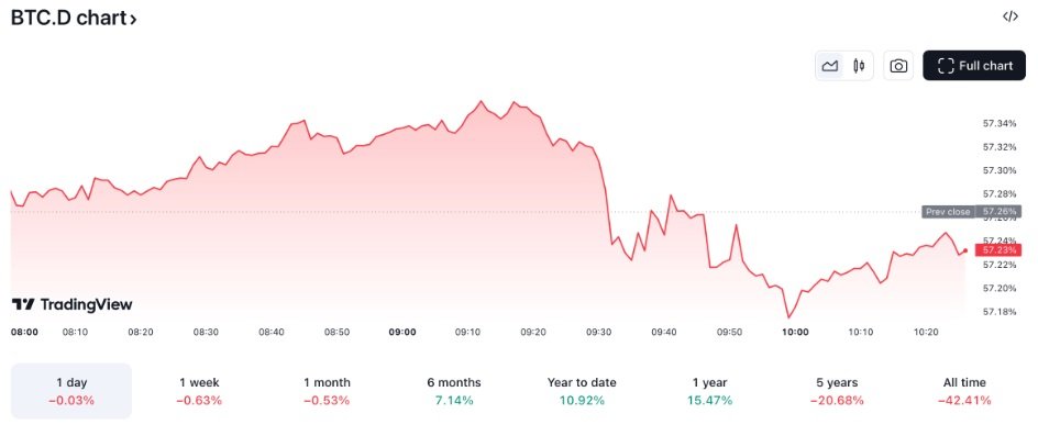 Dominance bitcoinu se za poslední měsíc snížila o 0,53 %. Mnozí se domnívají, že se kapitál přesunul právě do altcoinů.