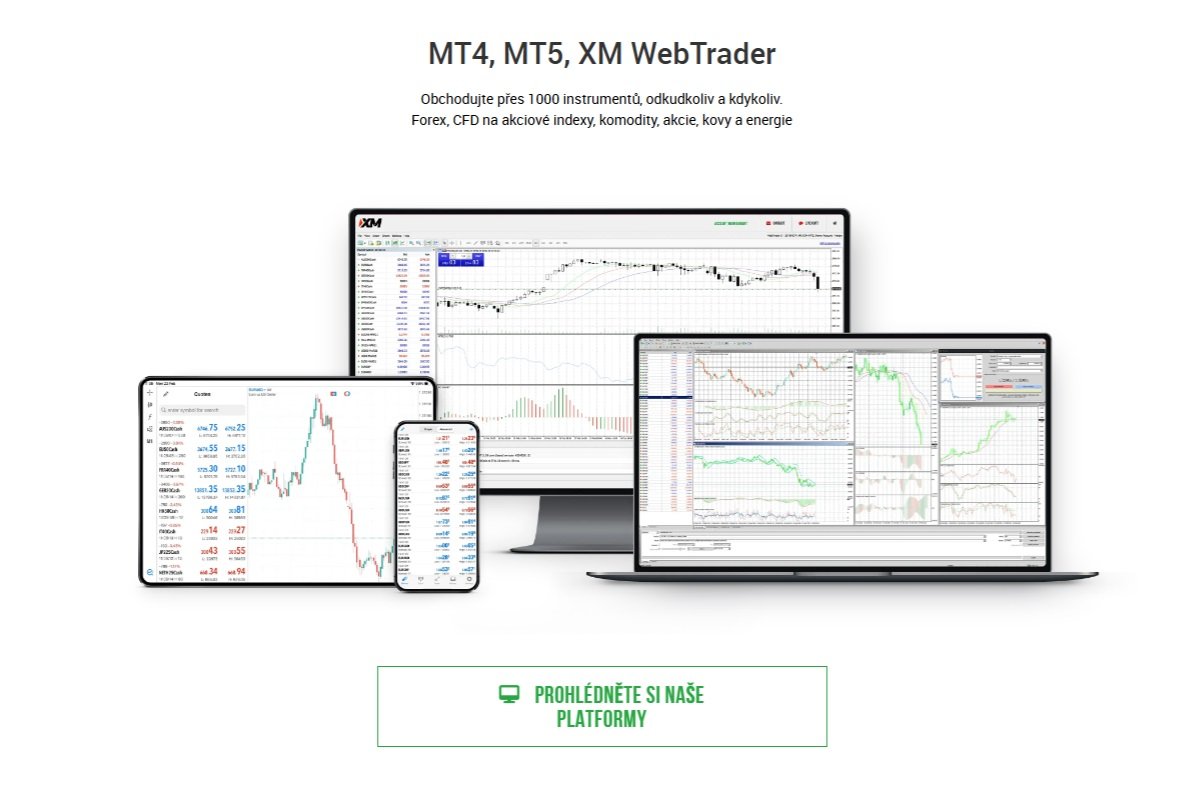 Investiční platformy brokera XM zahrnují i populární MetaTrader 4 nebo WebTrader