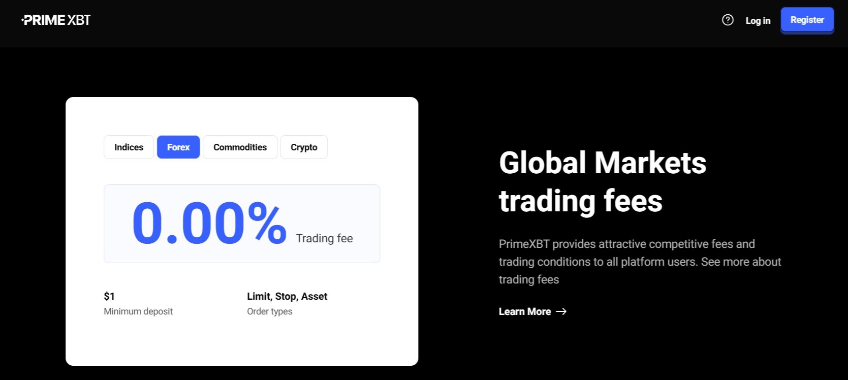 Forex obchodování u PrimeXBT lze provádět s minimálním vkladem od 1 USD