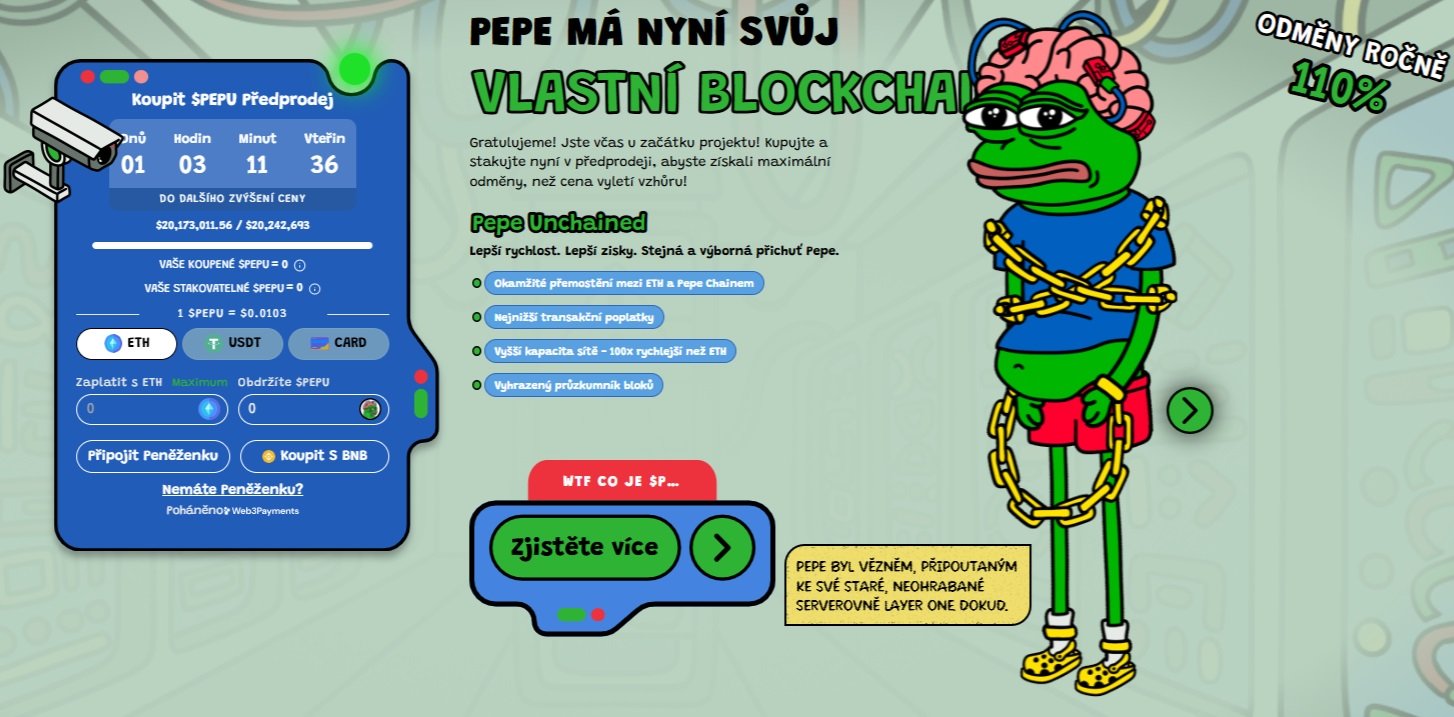 Předprodej Pepe Unchained nabízí investorům řadu výhod