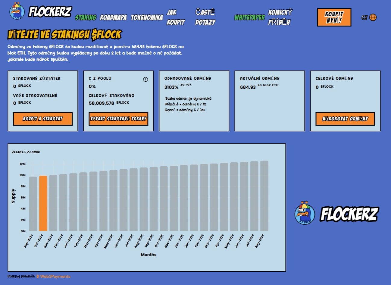 Projekt Flockerz nabízí držitelům tokenu také možnost stakingu, díky které je zajímavou alternativou třeba k dogecoinu