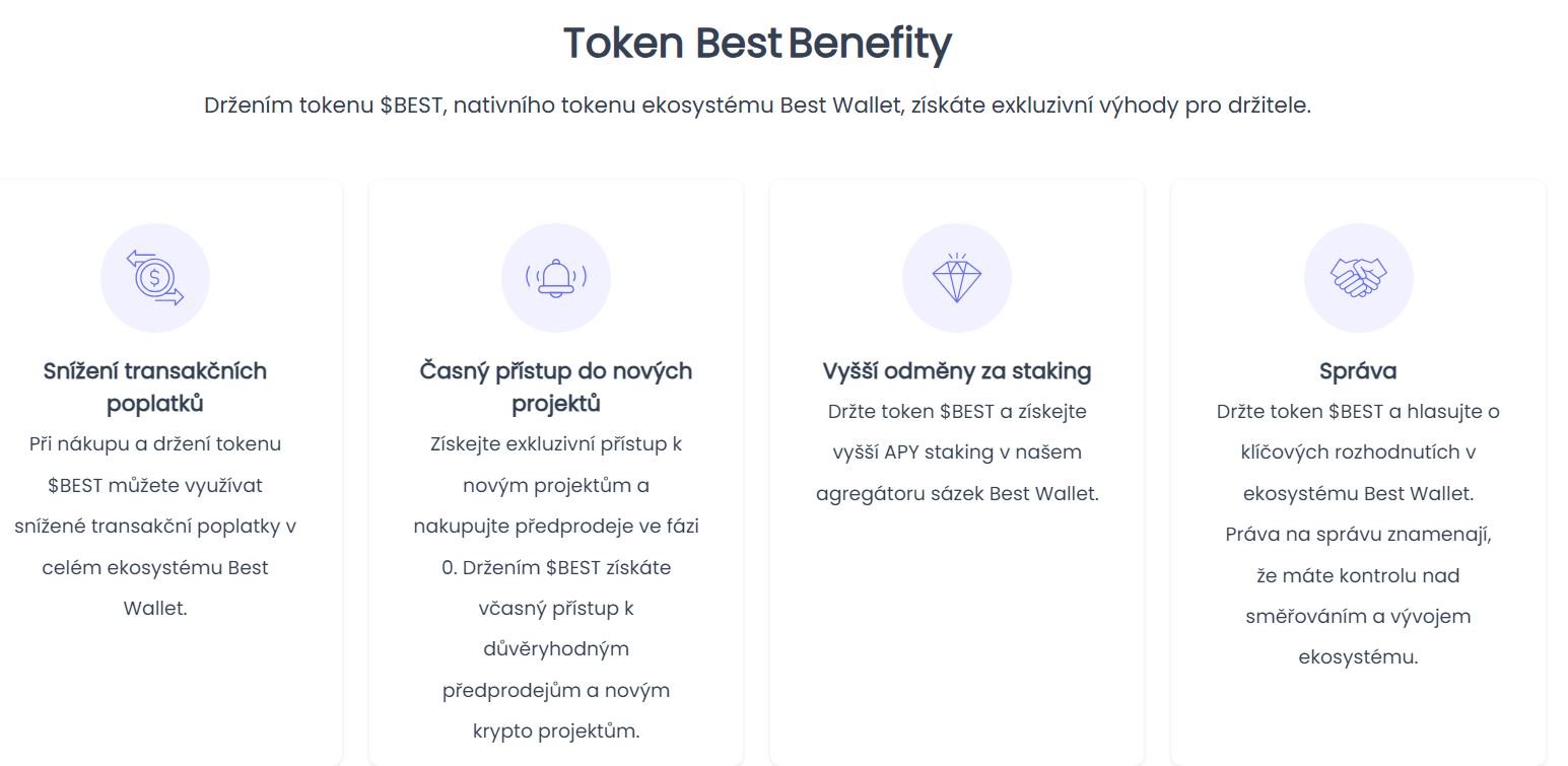 Předprodej kryptoměn Best Wallet se aktuálně těší obrovskému zájmu včasných investorů a to zejména díky přidané hodnotě nativního tokenu BEST