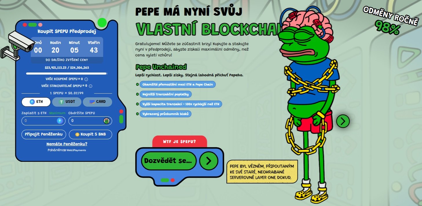 Pepe Unchained boduje v předprodeji a stává se tak zajímavým zpestřením portfolia, kde rozhodně nechybí ani bitcoin