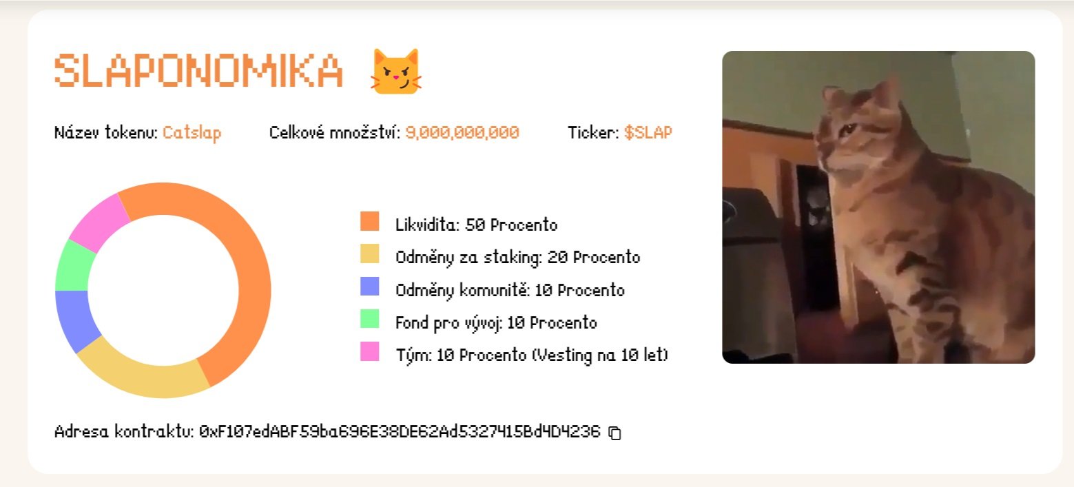 Tokenomika projektu CatSlap, jehož token SLAP se řadí mezi nejlepší altcoiny