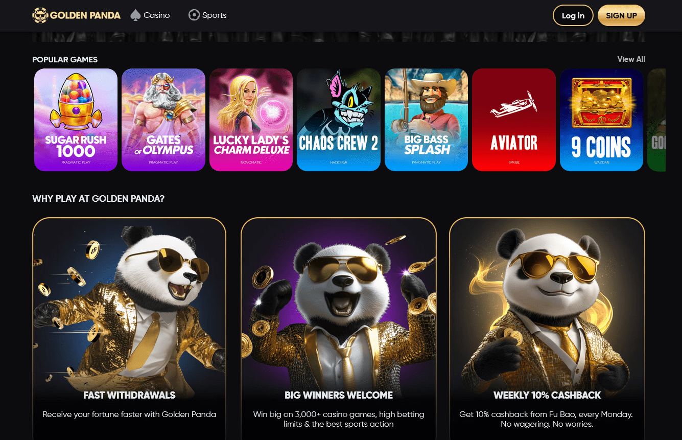 golden panda - live casino online