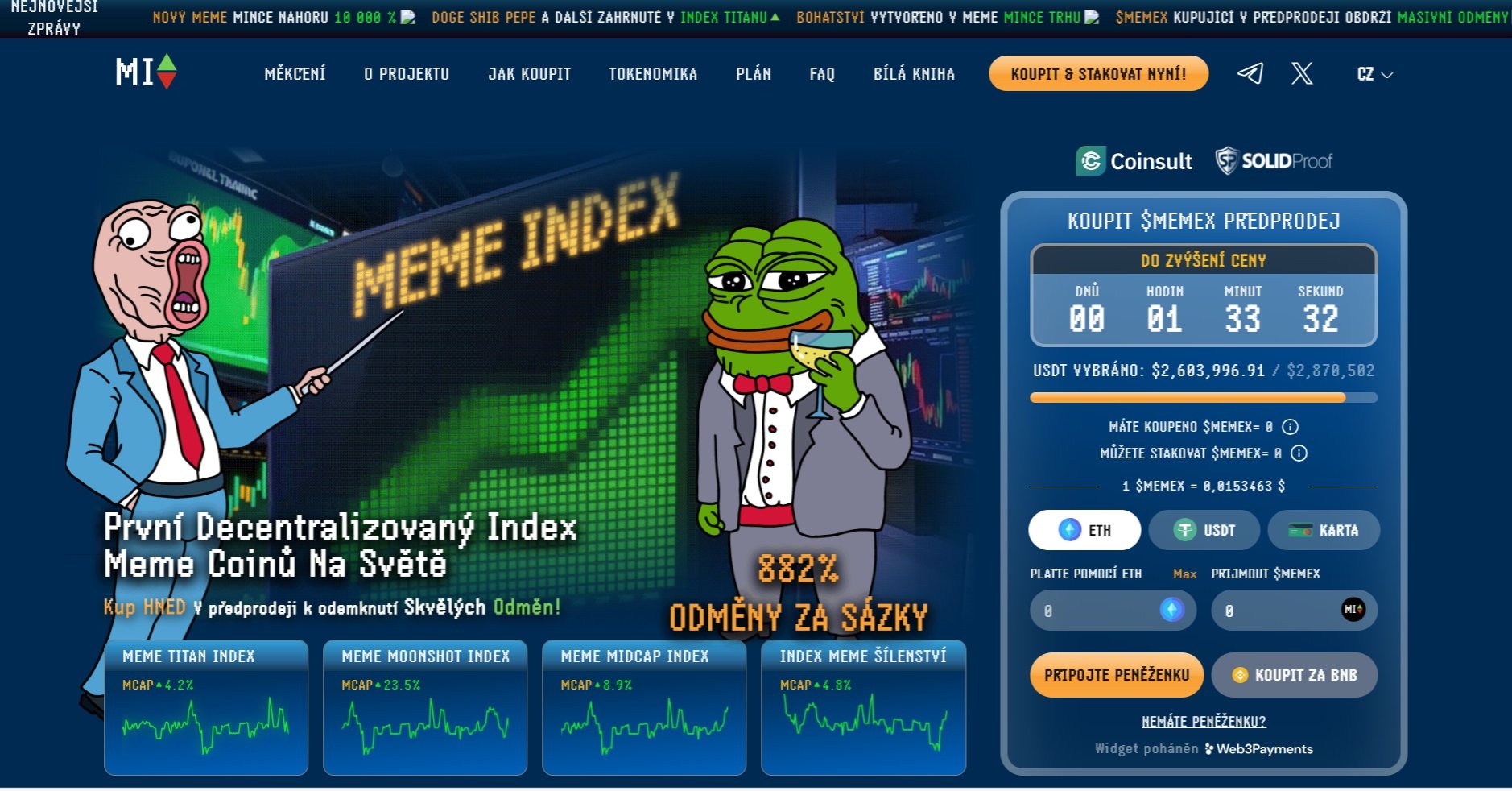 Předprodej Meme Index umožňuje investorům koupit si tokeny ekologické kryptoměny MEMEX za výhodnější cenu