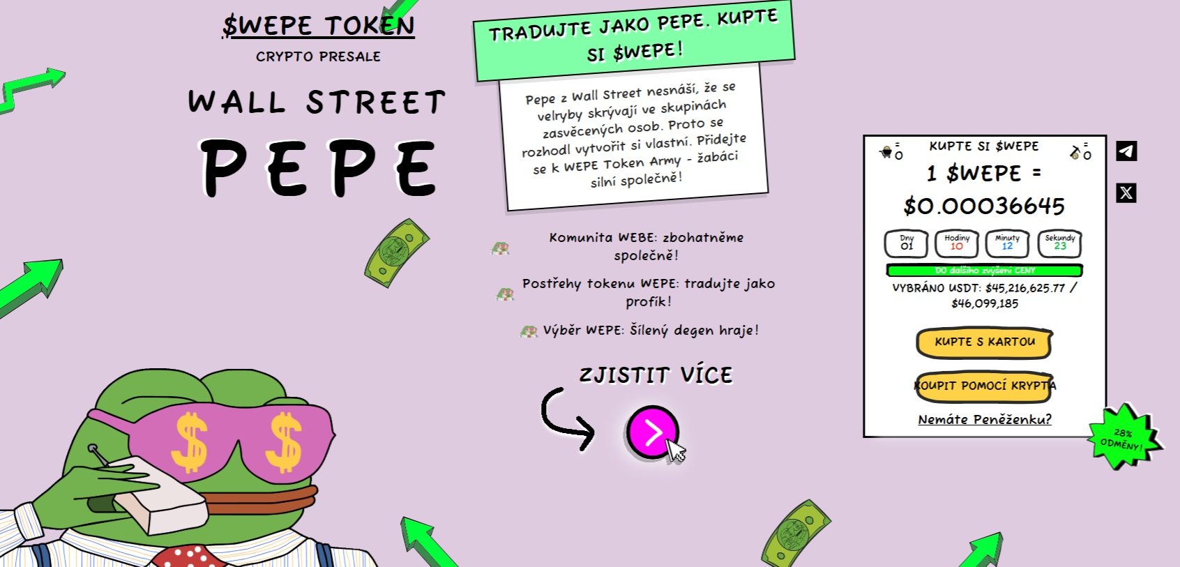 Předprodej Wall Street Pepe nabízí investorům atraktivní příležitost na pořízení tokenu WEPE za výhodnější cenu