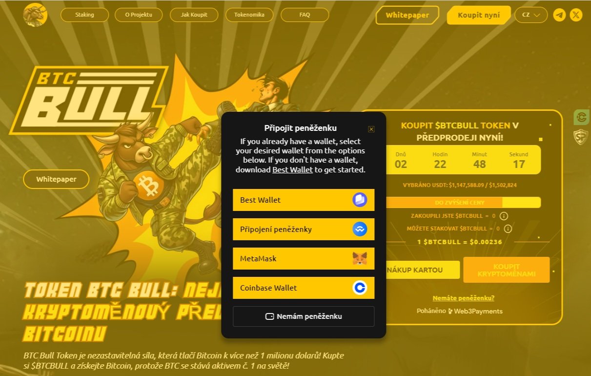 Připojit peněženku Bitcoin Bull a získat ERC-20 token BTCBULL