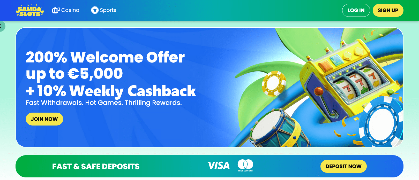 samba slots uvítací bonus 