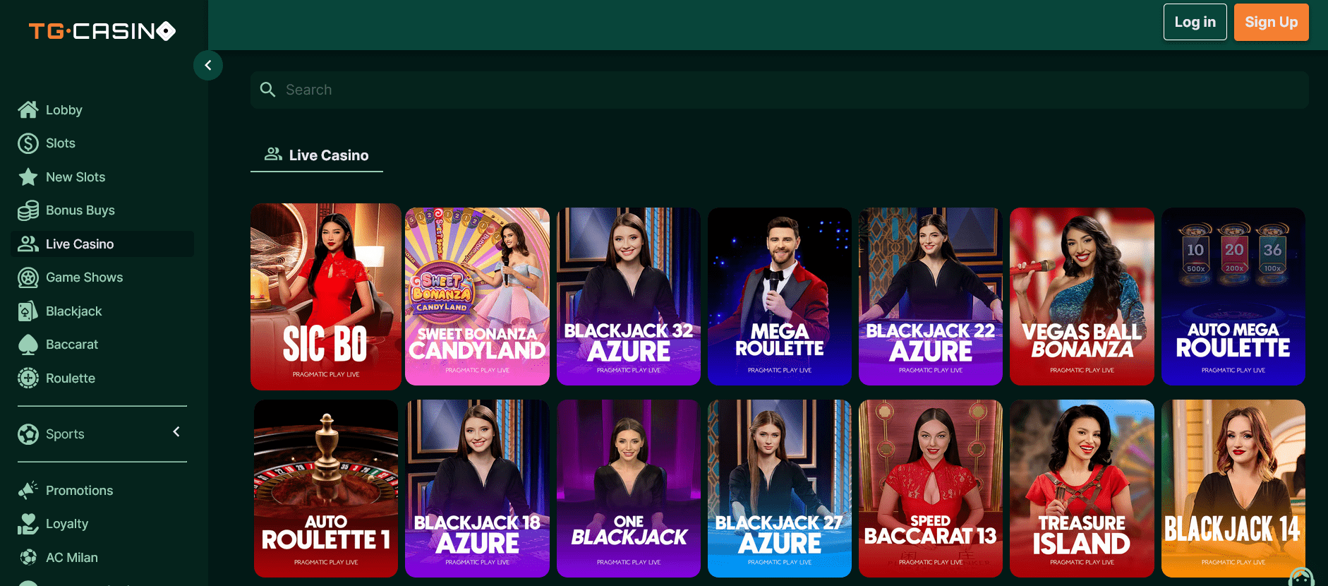 tg casino nabídka her v živém kasinu