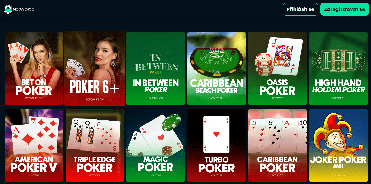 mega dice kasino, kde hrát poker online