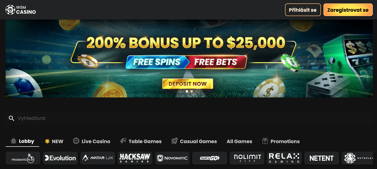 wsm casino s uvítacím bonusem