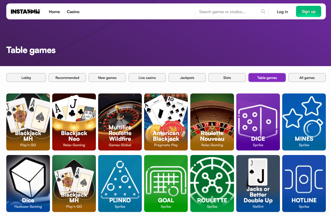 instaspin - ruleta a stolní casinové hry