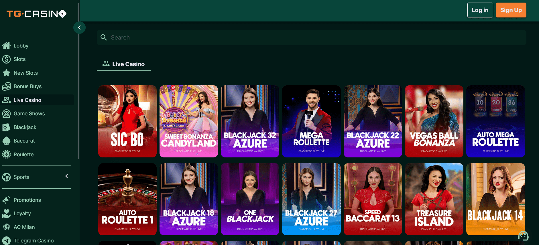 tg casino a nabídka živých her