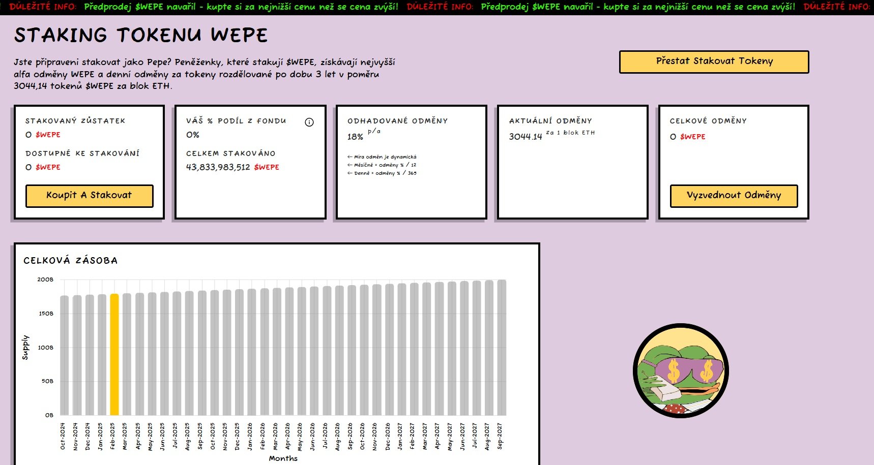 Staking tokenu Wall Street Pepe může být zajímavou příležitostí na pasivní příjem