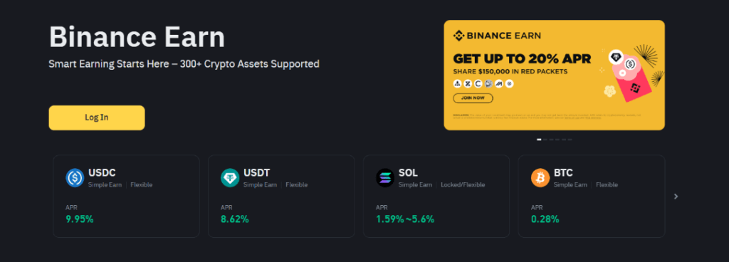 Binance Earn – služba na Binance, která umožňuje uživatelům zhodnocovat své kryptoměny různými investičními produkty včetně stakingu.