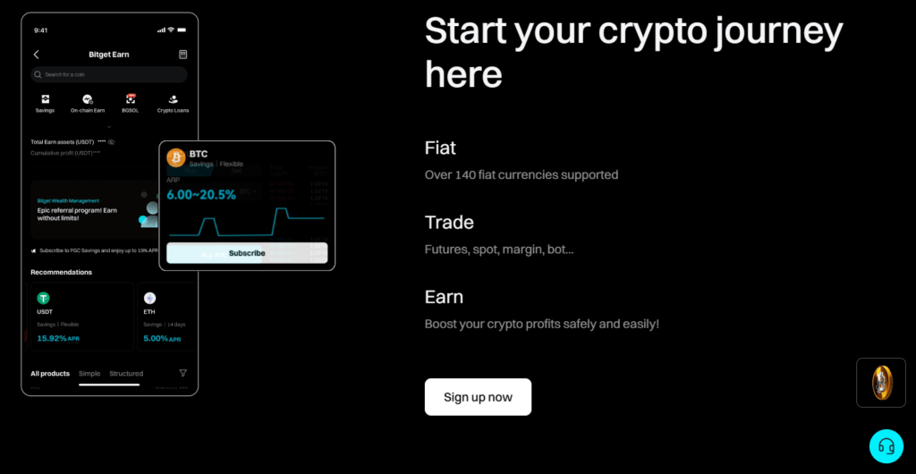 Landing page burzy Bitget