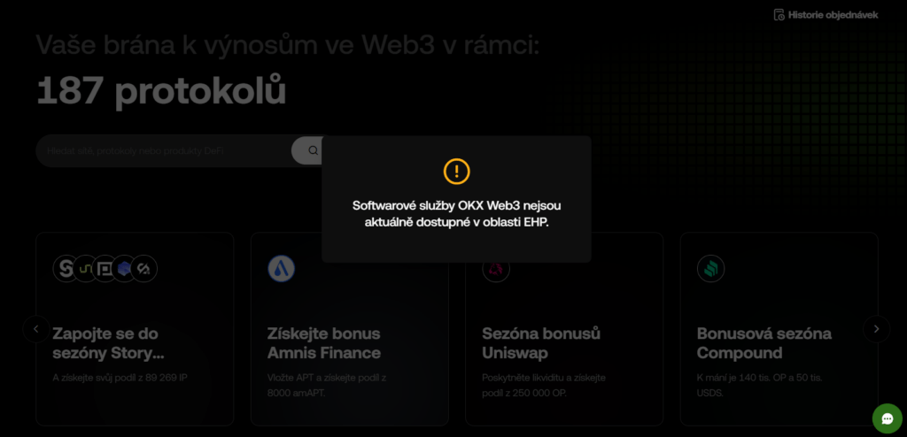 OKX pozastavuje nabídku svých DeFi služeb.