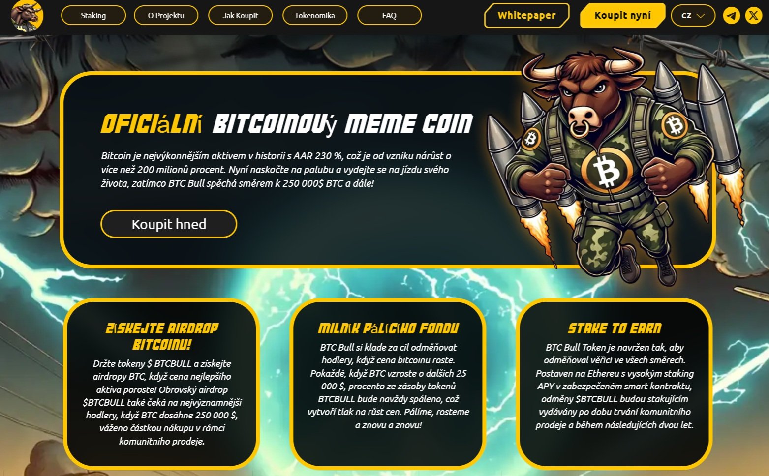 Investoři, kteří si koupí tokeny BTCBULL v předprodeji, mohou následně získat airdropy BTC