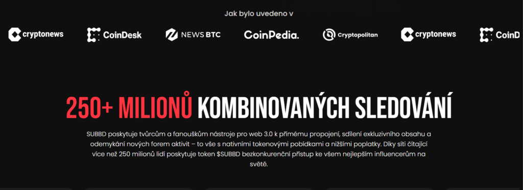 SUBBD, token $SUBBD zajišťuje přístup k síti s více než 250 miliony sledujících