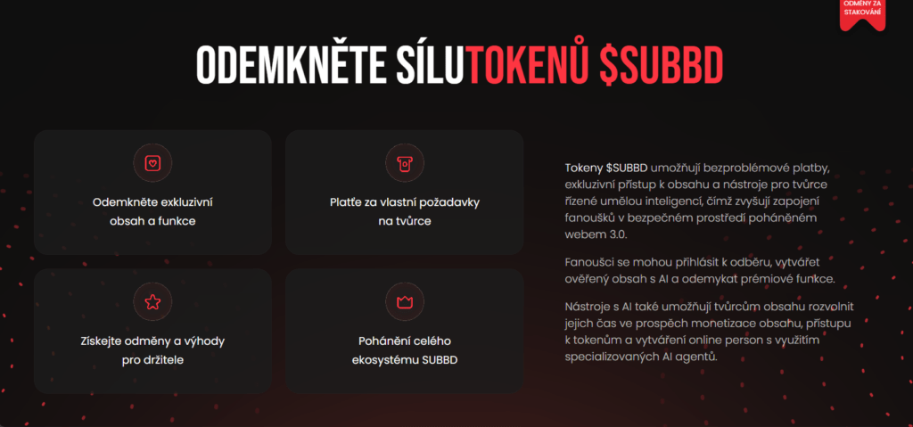 funkce SUBBD tokenu jej řadí mezi top kryptoměny pro rok 2025
