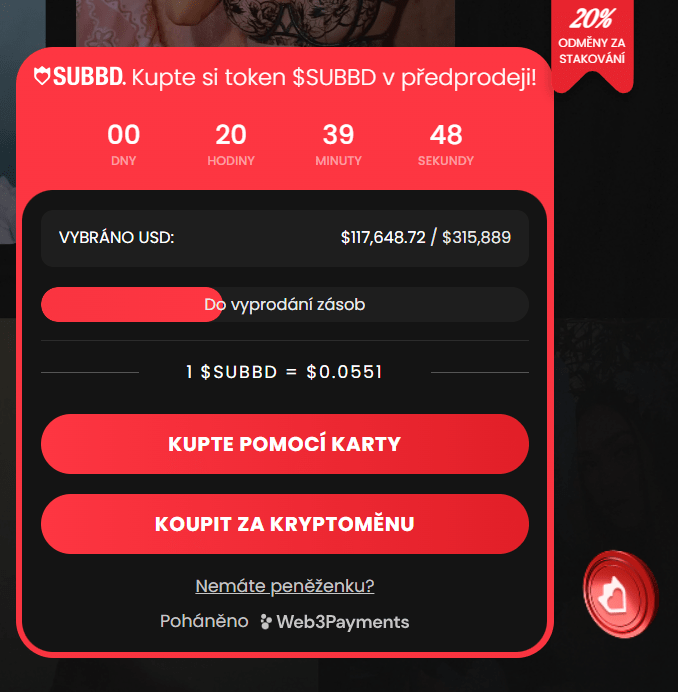 SUBBD předprodej tokenů