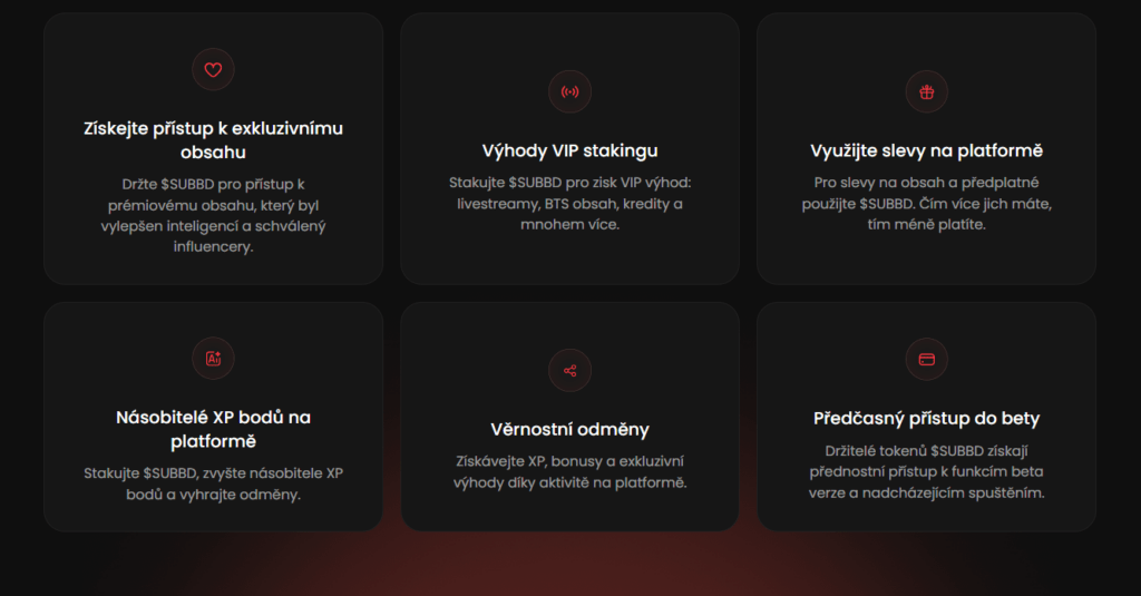 SUBBD, výhody používání tokenu $SUBBD, které vyplývají z kryptoměny recenze 2025