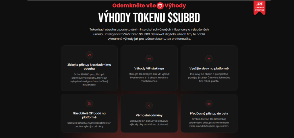 Díky výhodám tokenomiky se se nativní token SUBBD řadí mezi nejlepší shitcoiny pro rok 2025