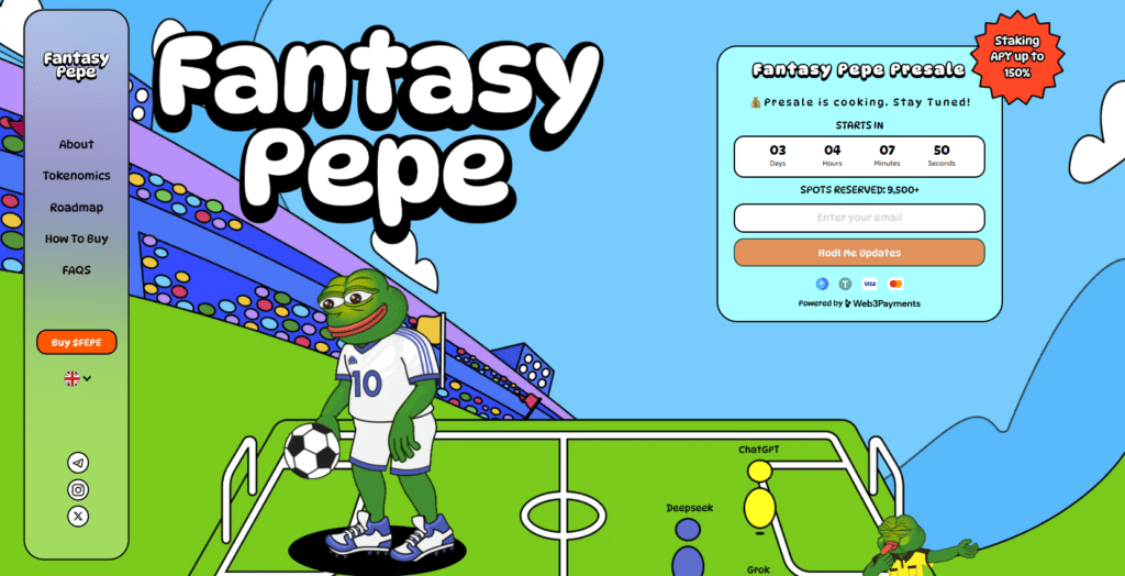 Předprodej nové nejslibnější kryptoměny Fantasy Pepe je v plném proudu, přičemž nabízí investorům řadu výhod, jako je APY ve výši až 150 %.
