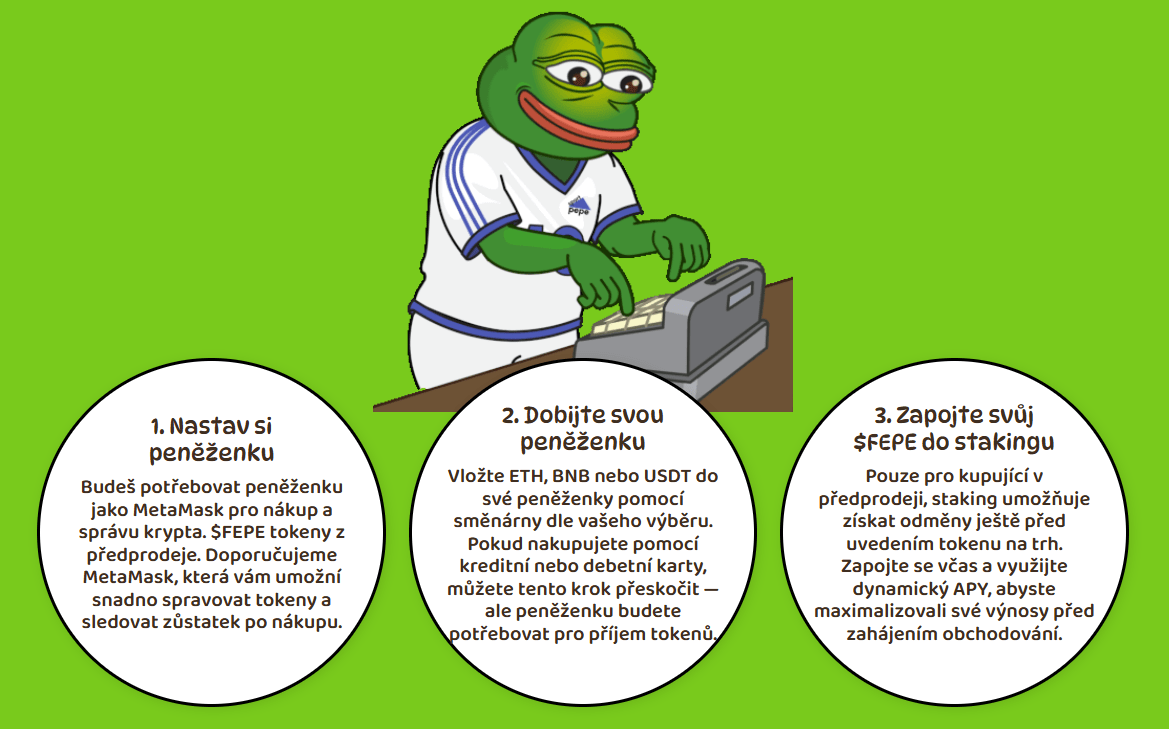 V rámci předprodeje nové kryptoměny Fantasy Pepe je možné si koupit tokeny FEPE za výhodnější cenu a zapojit se následně i do stakingu s vysokým APY.