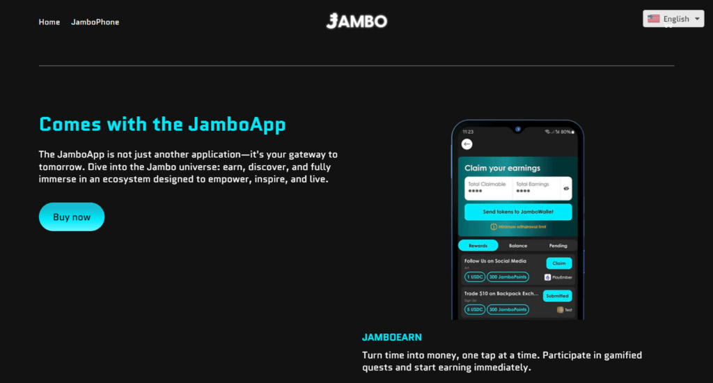 OKX recenze, jamboPhone má předinstalovanou aplikaci JamboApp
