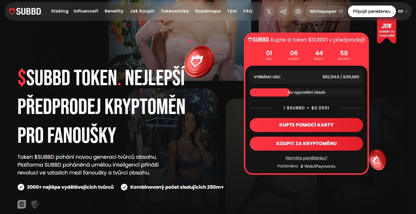 Token SUBBD aktuálně patří mezi nejlepší nové kryptoměny, které lze koupit v předprodeji