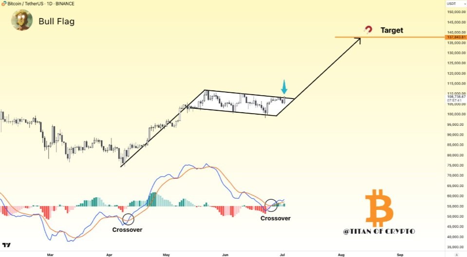 Denní cenový graf bitcoinu analýza Titan of Crypto