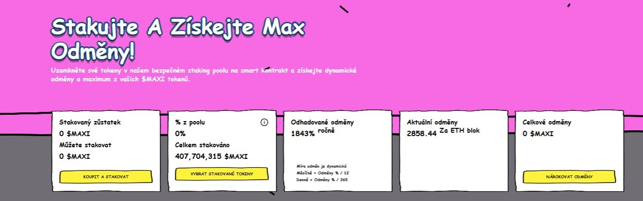 Maxi Doge nabízí investorům možnost stakingu a APY až 1 800 %, díky čemuž se řadí mezi nejlepší kryptoměny v ICO