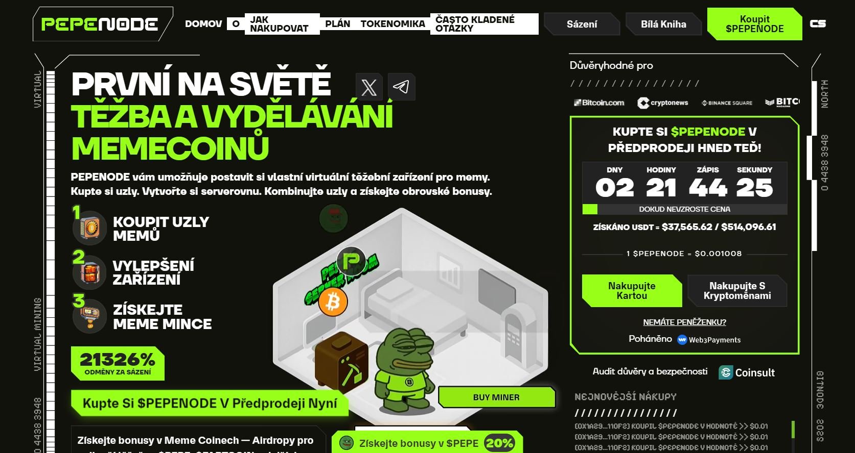 Do jaké kryptoměny investovat? PEPENODE přichází s originálním přístupem k těžbě