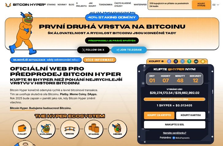 Předprodej Bitcoin Hyper je v plném proudu