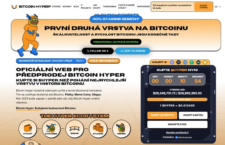 Předprodej Bitcoin Hyper je v plném proudu