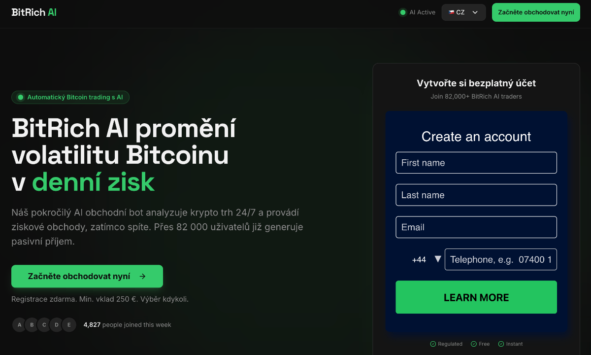 Domovská stránka BitRich AI